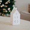 Kép 1/3 - Karácsonyi dekoráció - Matt fehér belga házikó LED-del - 18 cm