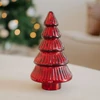 Kép 1/2 - Karácsonyi dekoráció - üveg fenyő - piros bordás - 20 cm