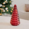 Kép 1/2 - Karácsonyi dekoráció - üveg fenyő - piros gömbölyű - 20 cm