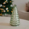 Kép 1/2 - Karácsonyi dekoráció - üveg fenyő - zöld gömbölyű - 20 cm