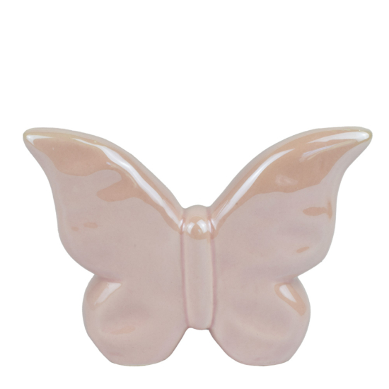 Dekoráció - kerámia pillangó - gyöngyház rózsaszín