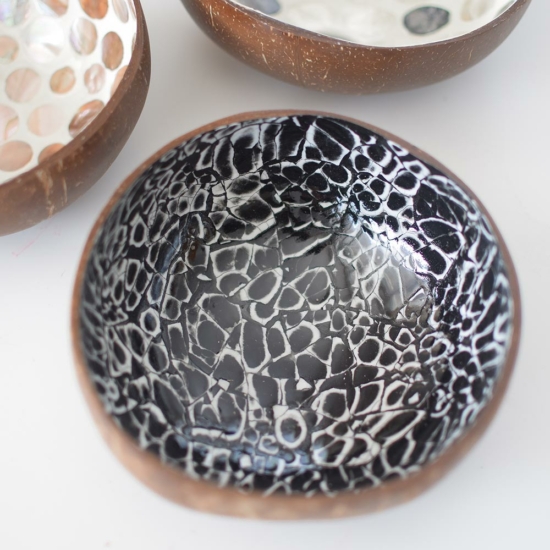 Coconut bowl - fekete mintás