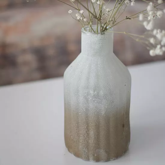 Fehér-barna deres váza - 19 cm