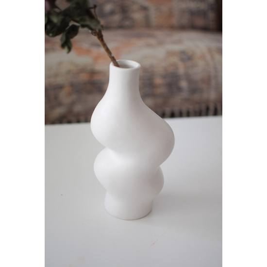 Váza - hullámforma - fehér - 25 cm