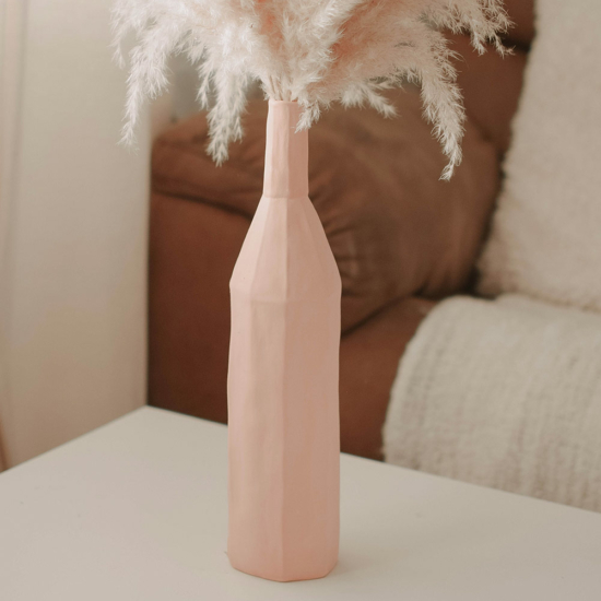 Váza - keskeny, matt pink - 36 cm