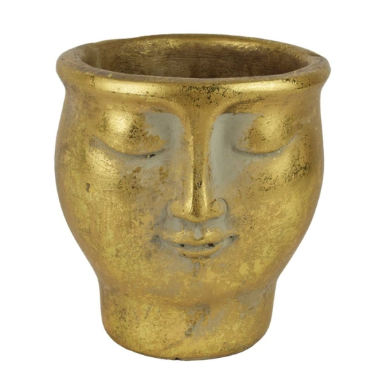 Kaspó - arany, arc formájú - 10,5 cm