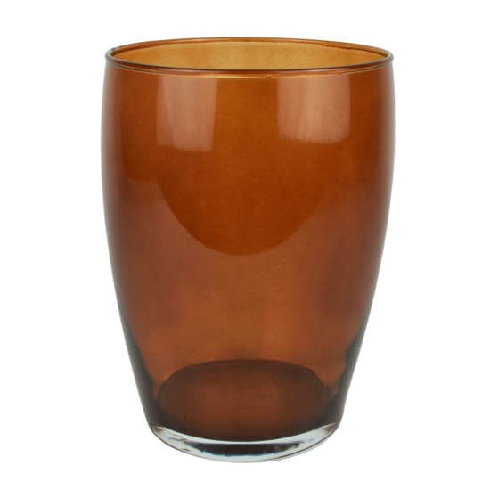 Váza - üveg, barna, egyszerű - 20 cm