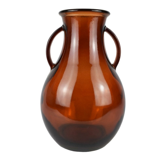 Váza - nagy - barna üveg, két füllel - 32 cm