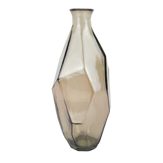 Váza - üveg, barna, szögletes - 30 cm