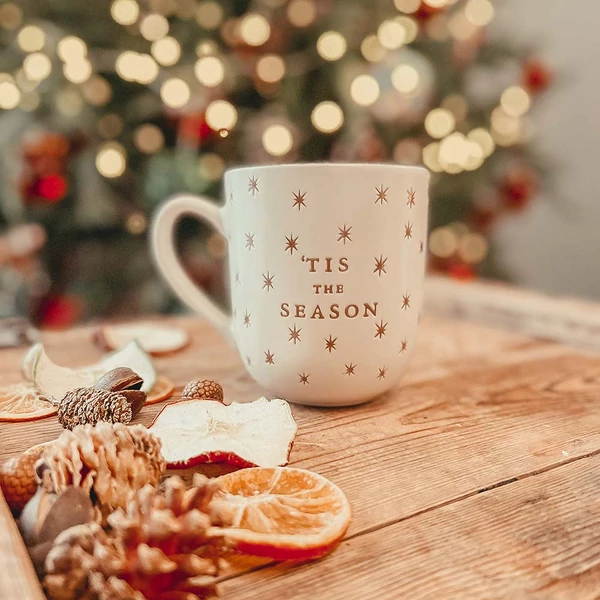 Karácsonyi bögre - tis the season - natúr