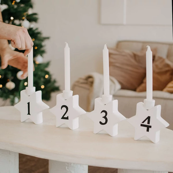 Adventi gyertyatartók - fehér csillagok