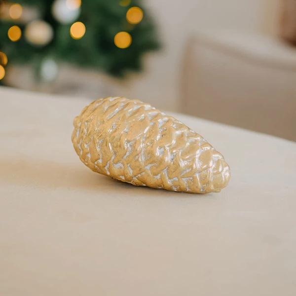 Karácsonyi dekoráció - Kerámia toboz - arany -16 cm