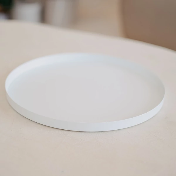 Tálca - kerek - fehér - 25 cm