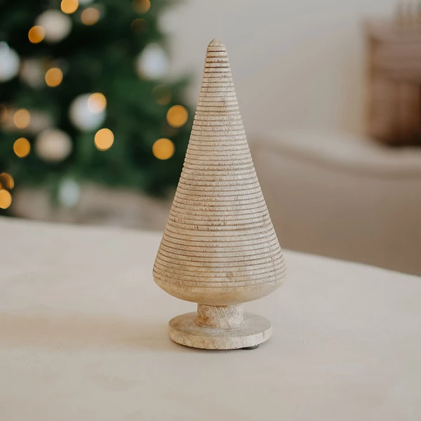 Karácsonyi dekoráció - fa fenyő - bordás - 21 cm