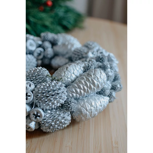 Koszorú és kopogtató - ezüst - 20 cm