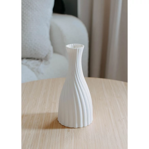 Váza - LED-es - matt fehér porcelán - 16 cm