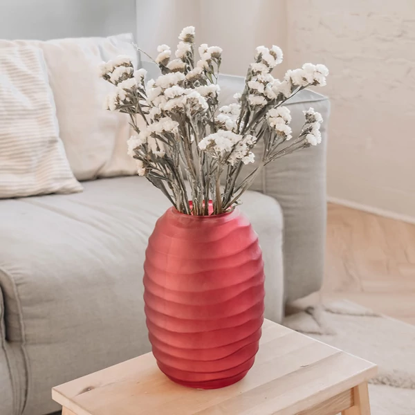 Váza - üveg, bordó, domború - 23 cm