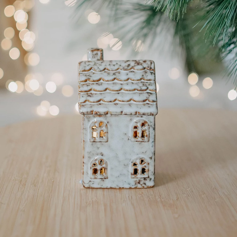 krém mintás kerámia ház LED-del