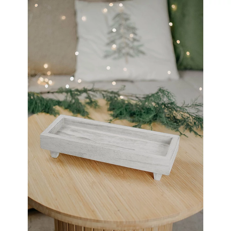 fehér fa tálca lábakkal