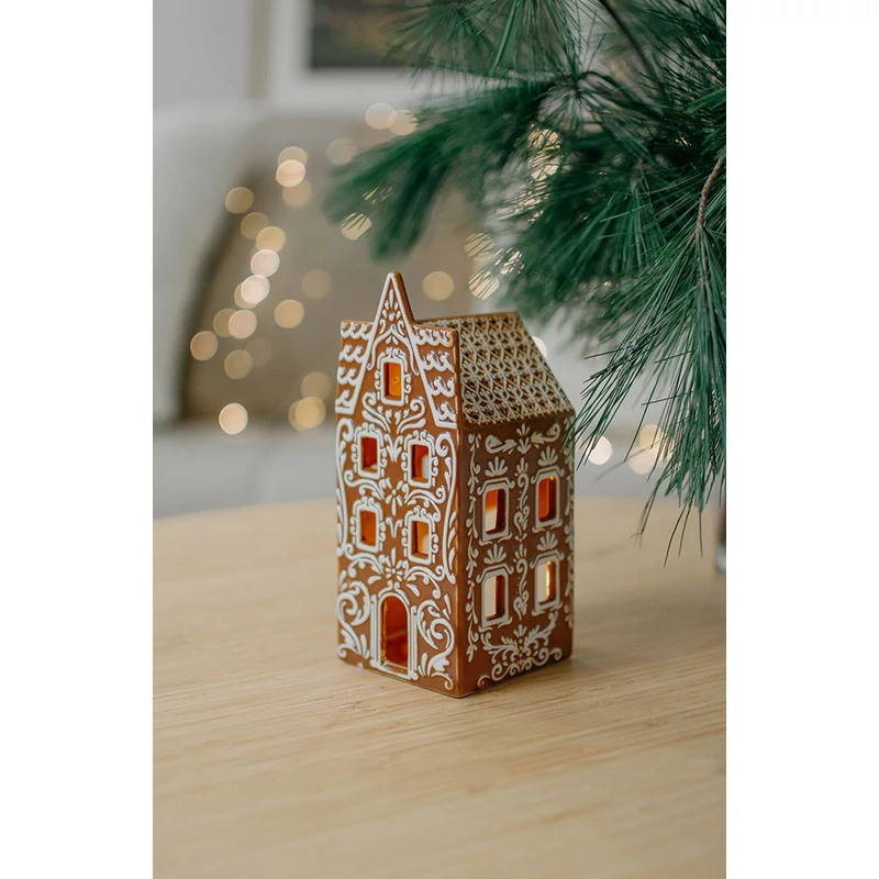 porcelán mézeskalács házikó mécsestartó