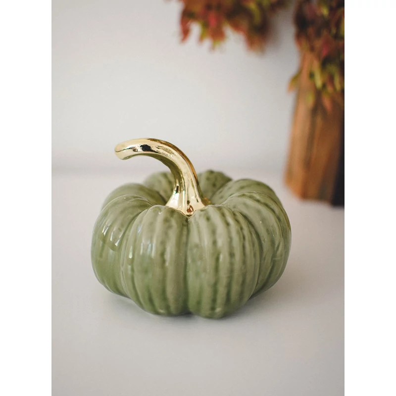 zöld bordás kerámia tök