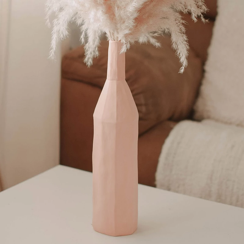 Váza - keskeny, matt pink - 36 cm