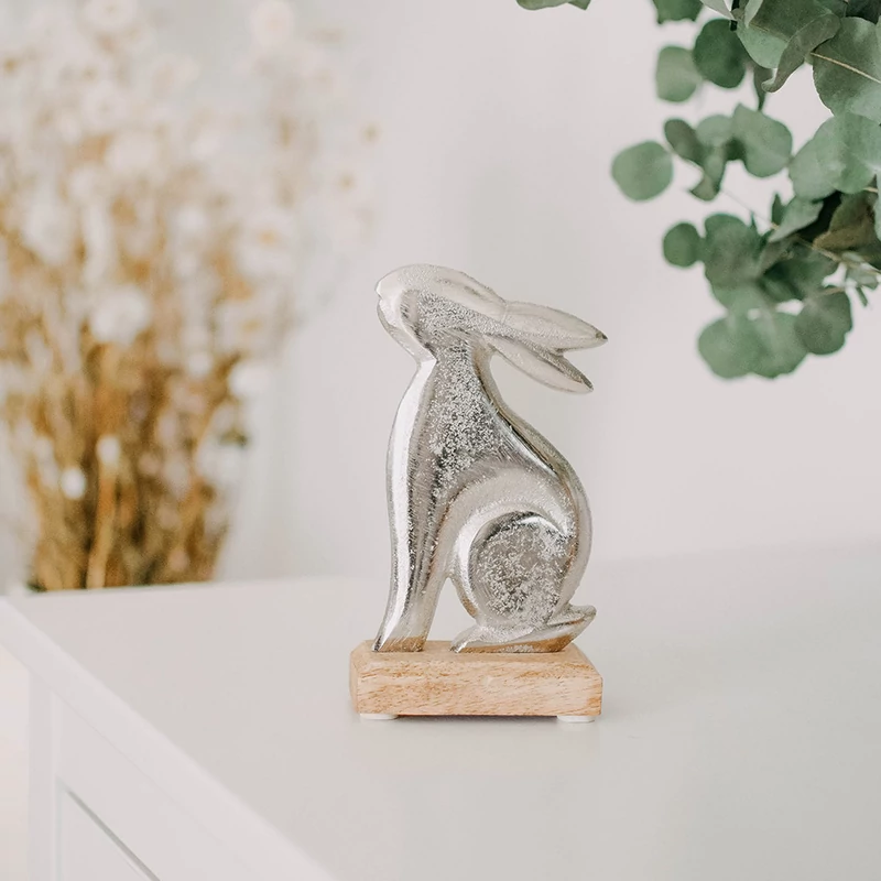 ezüst húsvéti nyuszi fa talpon