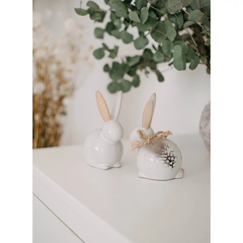 törtfehér kerámia húsvéti nyuszi
